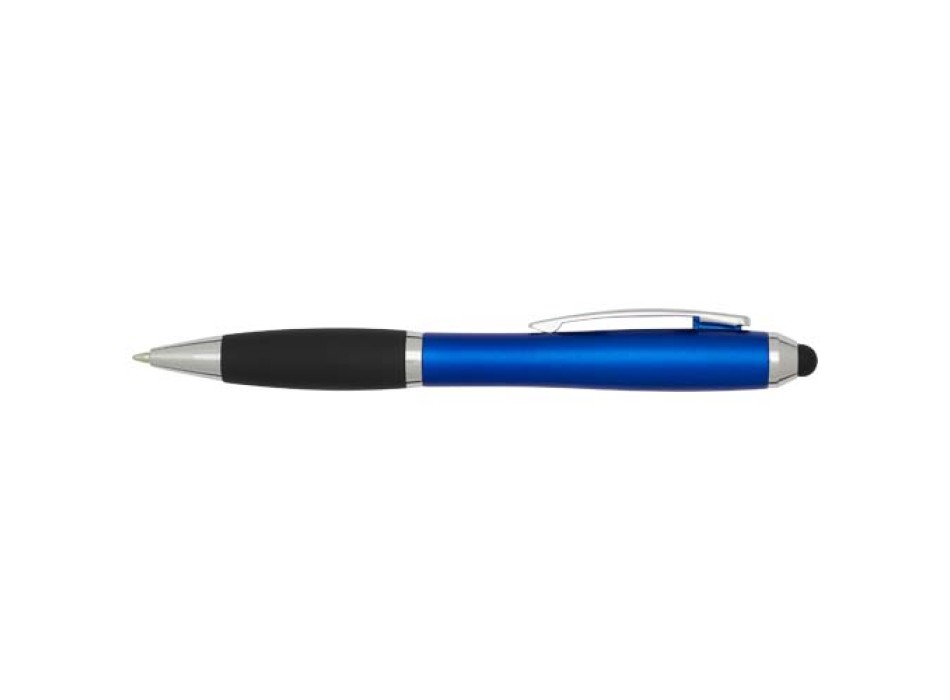 Penna a sfera con pennino plastica riciclata RCS con fusto colorato e impugnatura di colore nero (inchiostro blu) Nash FullGadgets.com