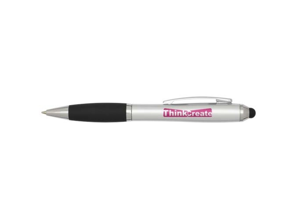 Penna a sfera con pennino plastica riciclata RCS con fusto colorato e impugnatura di colore nero (inchiostro blu) Nash FullGadgets.com