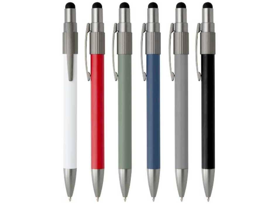 Penna a sfera in materiale riciclato certificato RCS con stilo e rotella antistress (inchiostro nero) Rill FullGadgets.com