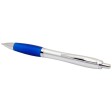 Penna a sfera in plastica riciclata certificata RCS con fusto argentato e impugnatura colorata (inchiostro nero) Nash FullGadgets.com