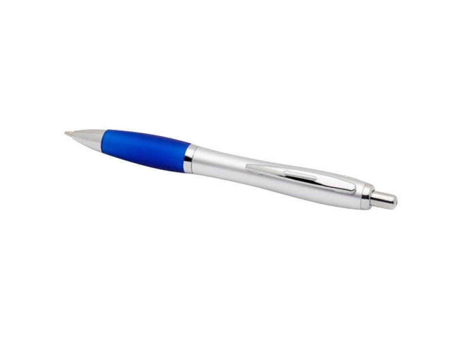 Penna a sfera in plastica riciclata certificata RCS con fusto argentato e impugnatura colorata (inchiostro nero) Nash FullGadgets.com