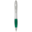 Penna a sfera in plastica riciclata certificata RCS con fusto argentato e impugnatura colorata (inchiostro nero) Nash FullGadgets.com