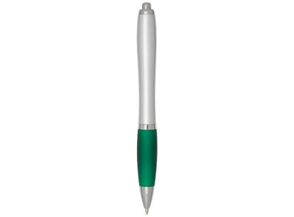 Penna a sfera in plastica riciclata certificata RCS con fusto argentato e impugnatura colorata (inchiostro nero) Nash FullGadgets.com