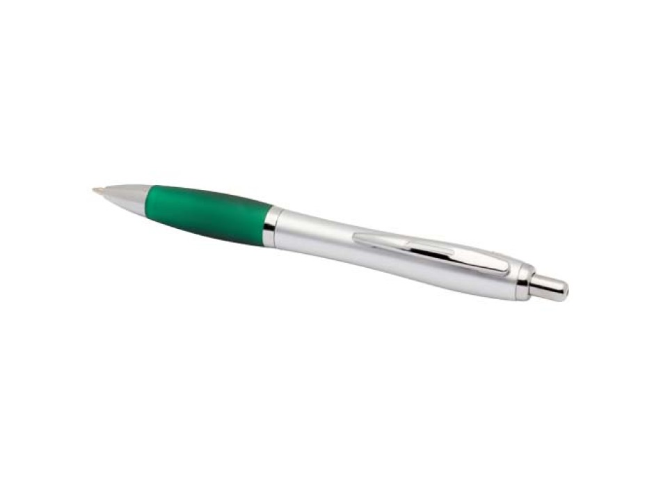 Penna a sfera in plastica riciclata certificata RCS con fusto argentato e impugnatura colorata (inchiostro nero) Nash FullGadgets.com
