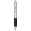 Penna a sfera in plastica riciclata certificata RCS con fusto argentato e impugnatura colorata (inchiostro nero) Nash FullGadgets.com