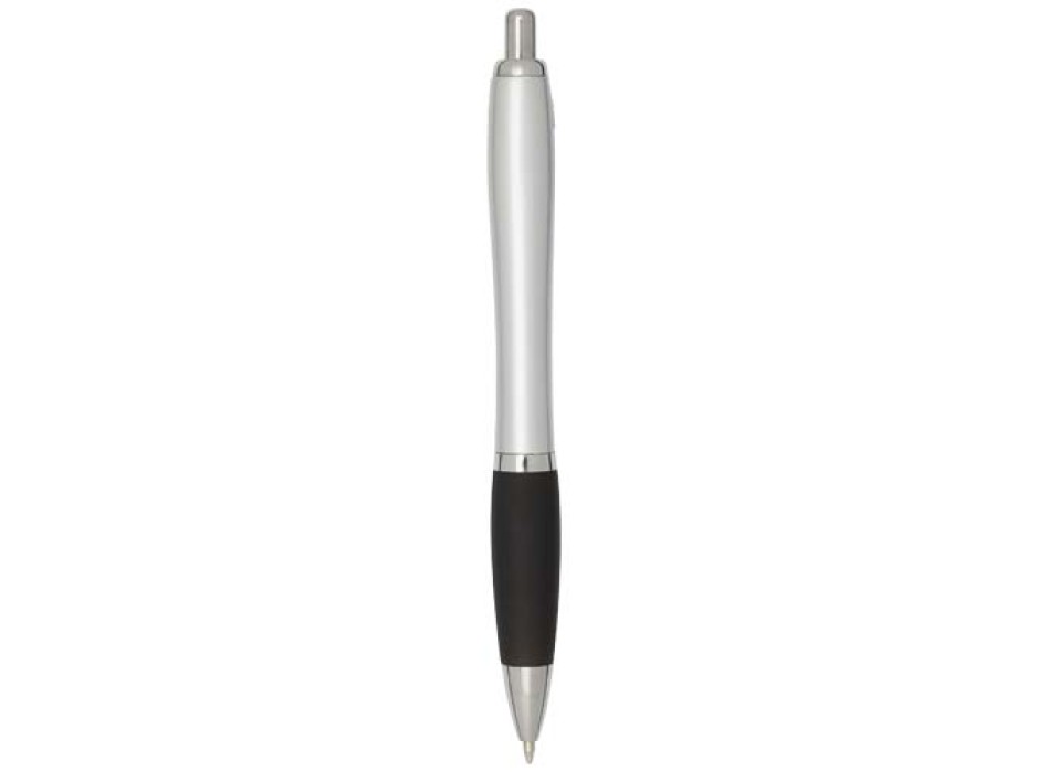 Penna a sfera in plastica riciclata certificata RCS con fusto argentato e impugnatura colorata (inchiostro nero) Nash FullGadgets.com