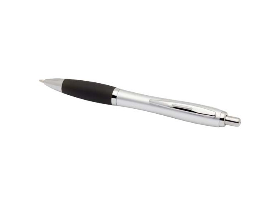 Penna a sfera in plastica riciclata certificata RCS con fusto argentato e impugnatura colorata (inchiostro nero) Nash FullGadgets.com