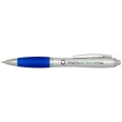 Penna a sfera in plastica riciclata certificata RCS con fusto argentato e impugnatura colorata (inchiostro nero) Nash FullGadgets.com