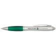 Penna a sfera in plastica riciclata certificata RCS con fusto argentato e impugnatura colorata (inchiostro nero) Nash FullGadgets.com