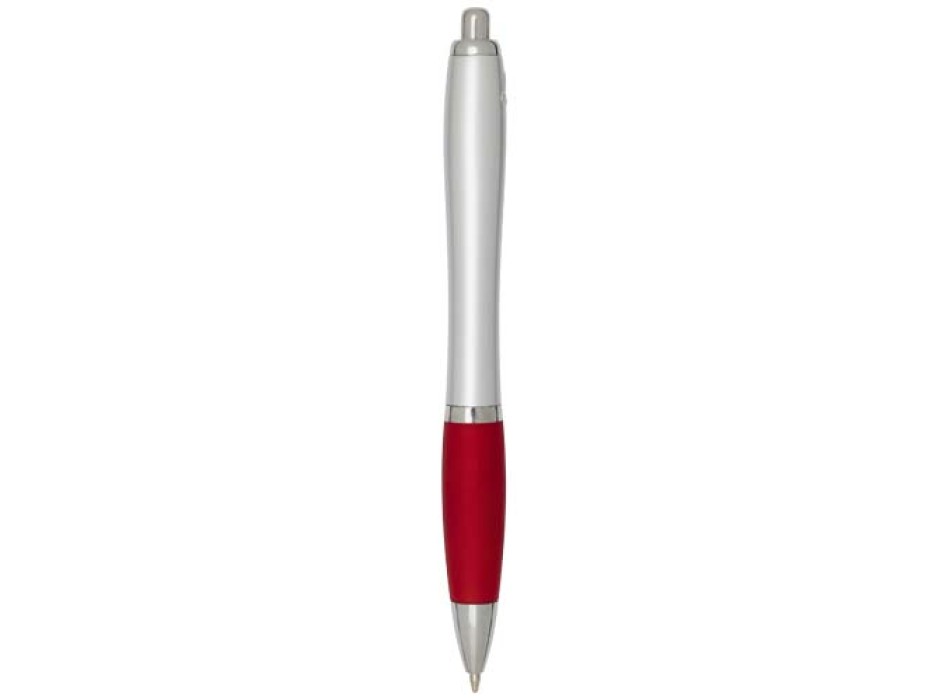 Penna a sfera in plastica riciclata certificata RCS con fusto argentato e impugnatura colorata (inchiostro nero) Nash FullGadgets.com
