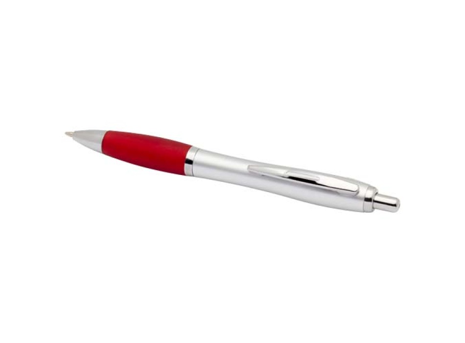 Penna a sfera in plastica riciclata certificata RCS con fusto argentato e impugnatura colorata (inchiostro nero) Nash FullGadgets.com