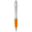 Penna a sfera in plastica riciclata certificata RCS con fusto argentato e impugnatura colorata (inchiostro nero) Nash FullGadgets.com