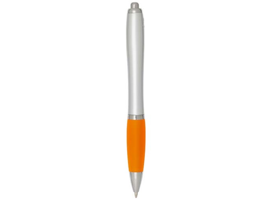 Penna a sfera in plastica riciclata certificata RCS con fusto argentato e impugnatura colorata (inchiostro nero) Nash FullGadgets.com