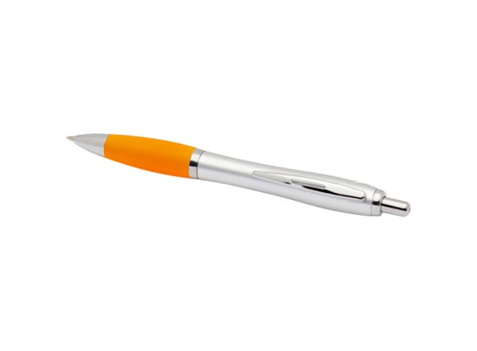 Penna a sfera in plastica riciclata certificata RCS con fusto argentato e impugnatura colorata (inchiostro nero) Nash FullGadgets.com