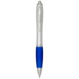 Penna a sfera in plastica riciclata certificata RCS con fusto argentato e impugnatura colorata (inchiostro nero) Nash FullGadgets.com