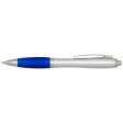 Penna a sfera in plastica riciclata certificata RCS con fusto argentato e impugnatura colorata (inchiostro nero) Nash FullGadgets.com