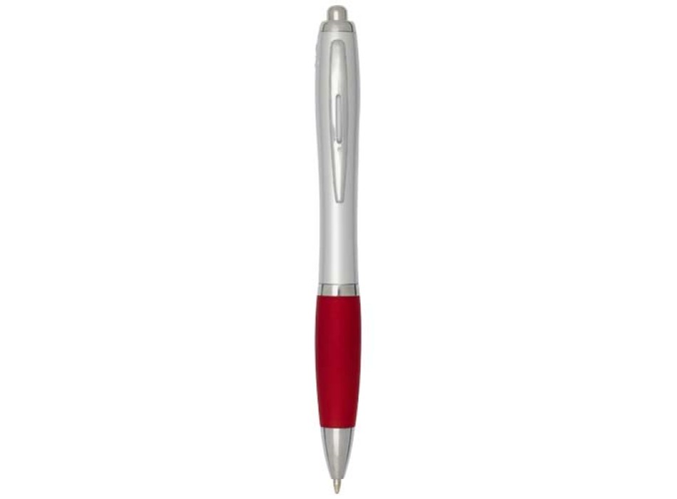 Penna a sfera in plastica riciclata certificata RCS con fusto argentato e impugnatura colorata (inchiostro nero) Nash FullGadgets.com