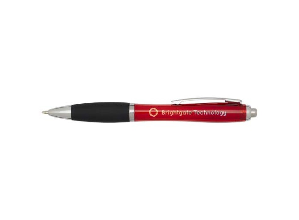 Penna a sfera in plastica riciclata certificata RCS con fusto colorato e impugnatura di colore nero (inchiostro nero) Nash FullGadgets.com