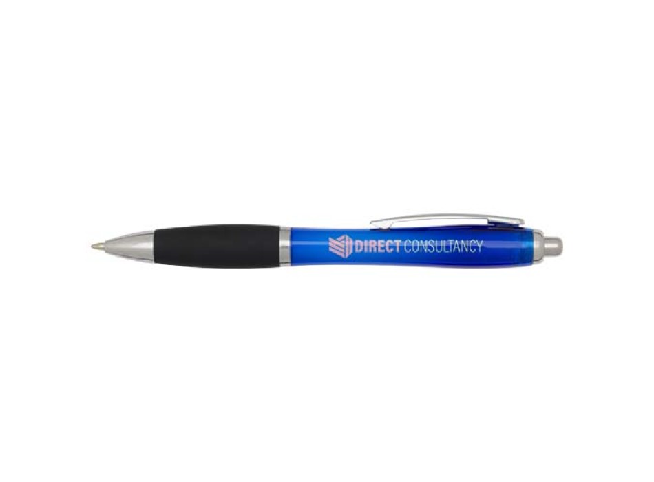 Penna a sfera in plastica riciclata certificata RCS con fusto colorato e impugnatura di colore nero (inchiostro nero) Nash FullGadgets.com