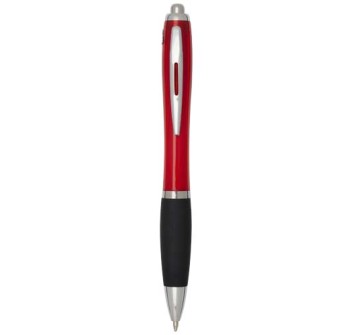 Penna a sfera in plastica riciclata certificata RCS con fusto colorato e impugnatura di colore nero (inchiostro nero) Nash FullGadgets.com