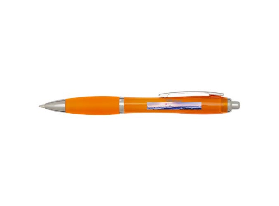  Penna a sfera in plastica riciclata certificata RCS con fusto e impugnatura colorati (inchiostro blu) Nash FullGadgets.com