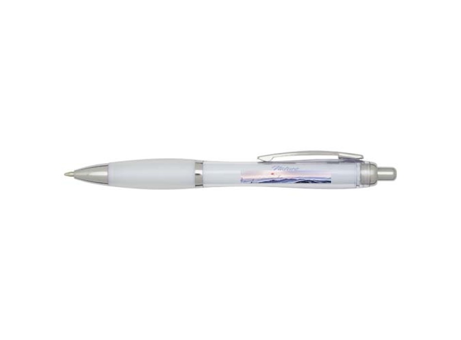  Penna a sfera in plastica riciclata certificata RCS con fusto e impugnatura colorati (inchiostro blu) Nash FullGadgets.com