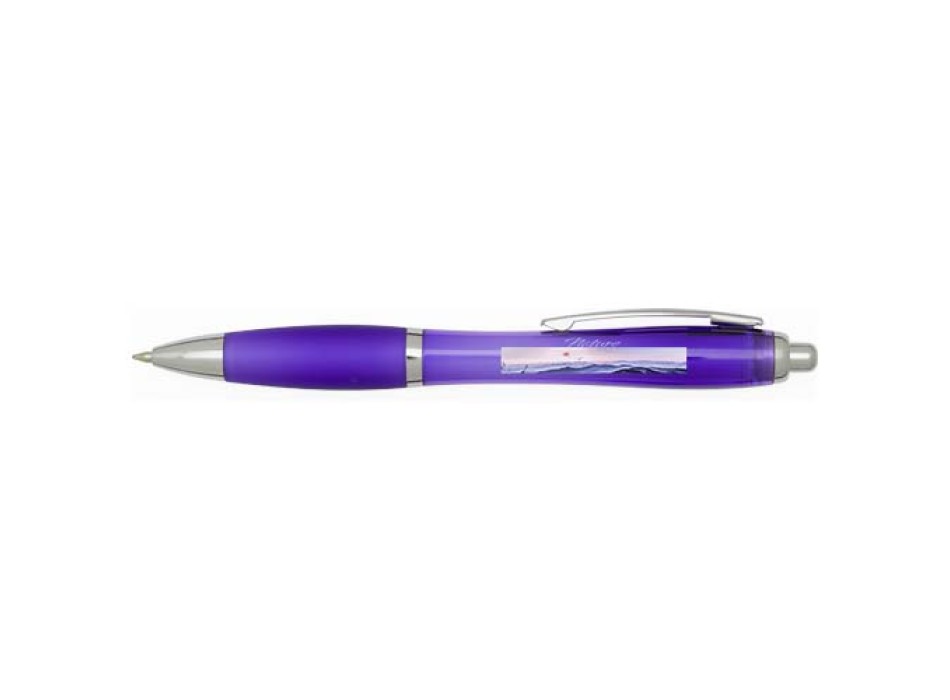  Penna a sfera in plastica riciclata certificata RCS con fusto e impugnatura colorati (inchiostro blu) Nash FullGadgets.com