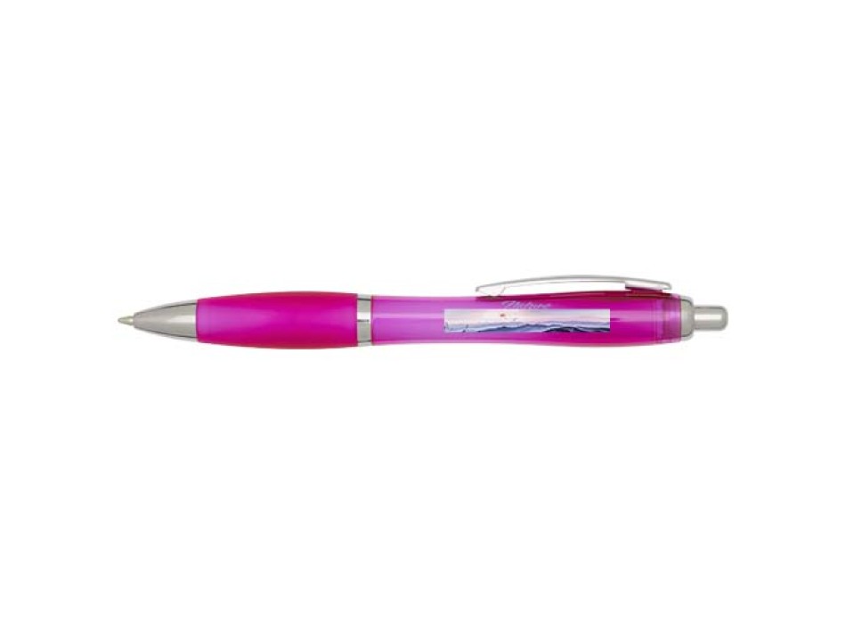  Penna a sfera in plastica riciclata certificata RCS con fusto e impugnatura colorati (inchiostro blu) Nash FullGadgets.com