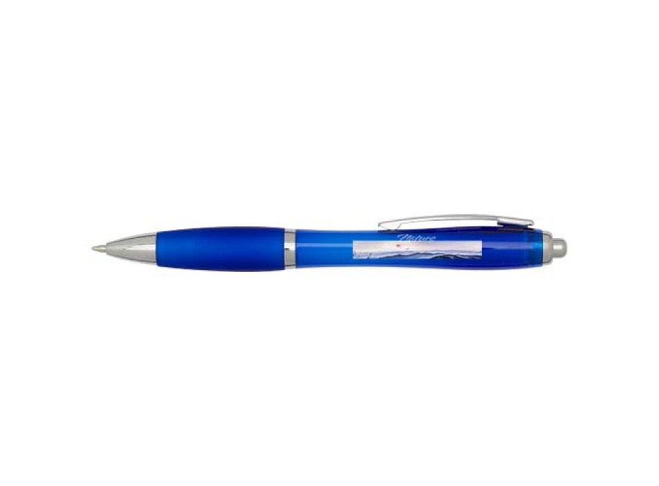  Penna a sfera in plastica riciclata certificata RCS con fusto e impugnatura colorati (inchiostro blu) Nash FullGadgets.com