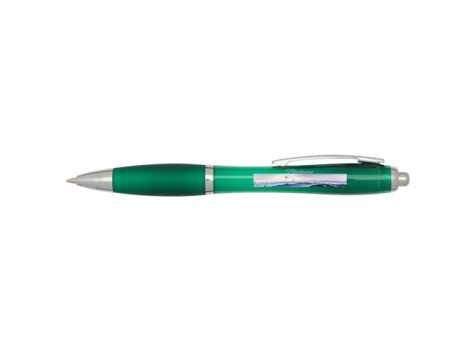  Penna a sfera in plastica riciclata certificata RCS con fusto e impugnatura colorati (inchiostro blu) Nash FullGadgets.com