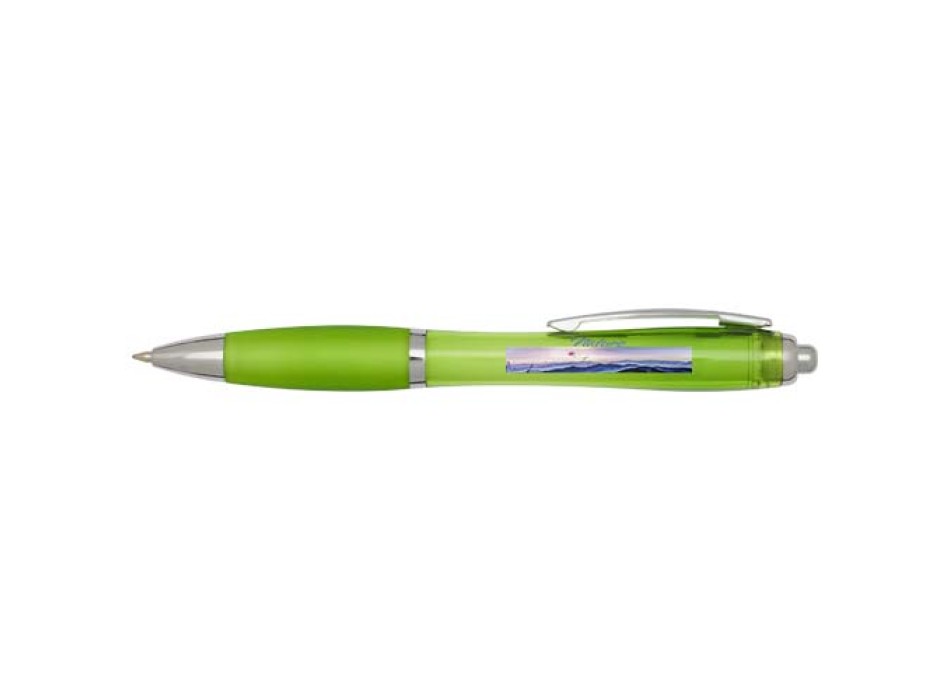  Penna a sfera in plastica riciclata certificata RCS con fusto e impugnatura colorati (inchiostro blu) Nash FullGadgets.com