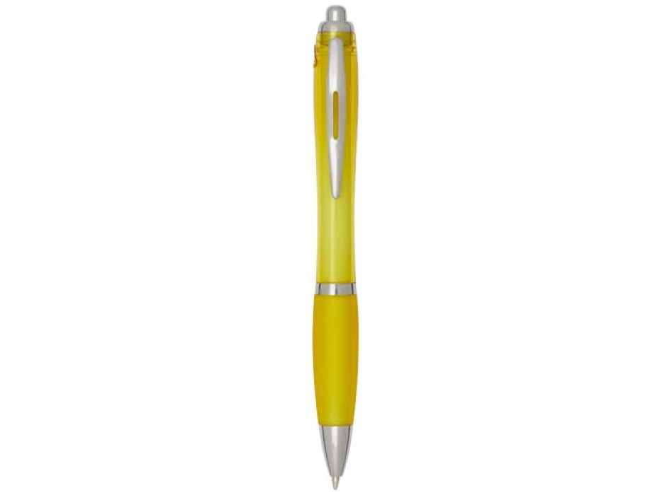  Penna a sfera in plastica riciclata certificata RCS con fusto e impugnatura colorati (inchiostro blu) Nash FullGadgets.com