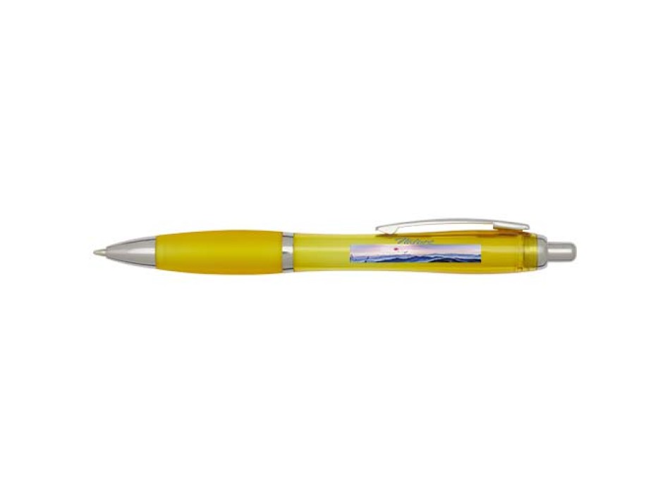  Penna a sfera in plastica riciclata certificata RCS con fusto e impugnatura colorati (inchiostro blu) Nash FullGadgets.com