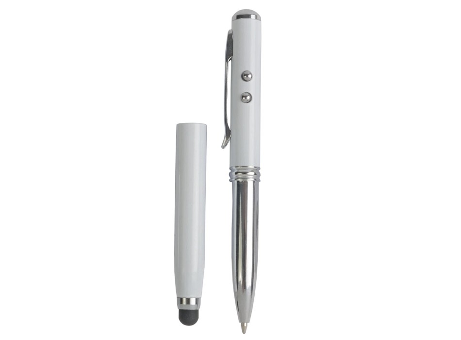 Penna in metallo multifuzione, con luce led, laser e gommino per touchscreen FullGadgets.com