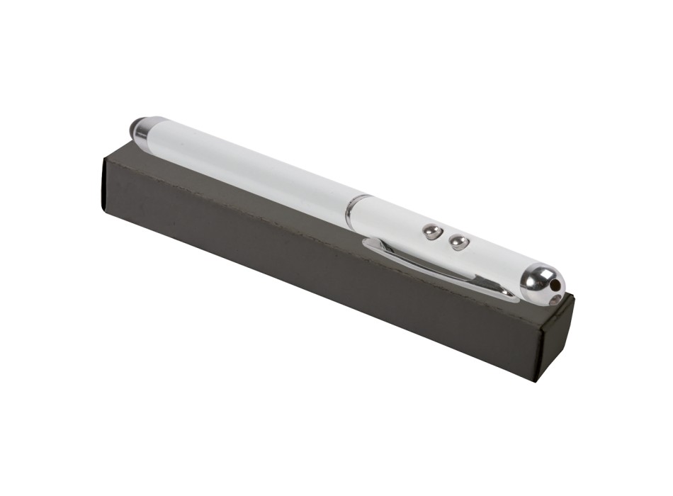 Penna in metallo multifuzione, con luce led, laser e gommino per touchscreen FullGadgets.com