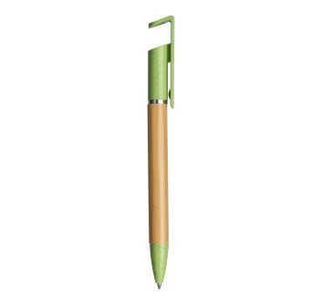 Penna twist in bambù e paglia di grano con stand porta cellulare FullGadgets.com