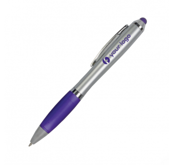 Penna twist in plastica con fusto argentato, impugnatura gommata colorata in tinta FullGadgets.com