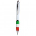 Penna twist in plastica con fusto bianco, impugnatura tricolore e gommino per touch screen FullGadgets.com