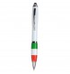 Penna twist in plastica con fusto bianco, impugnatura tricolore e gommino per touch screen FullGadgets.com