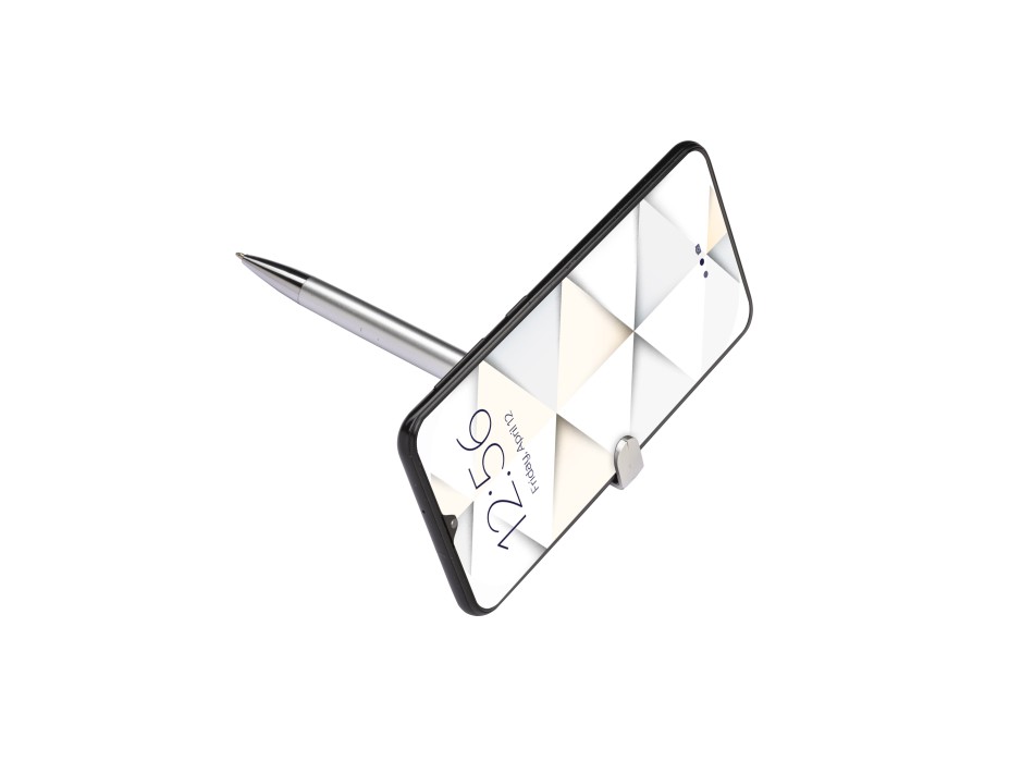 Penna twist in plastica con fusto metallizzato, stand portacellulare FullGadgets.com