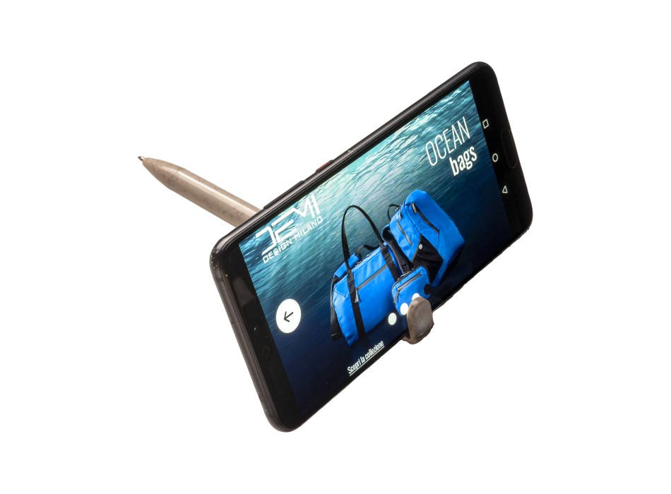 Penna twist in PP e paglia di grano con stand porta cellulare FullGadgets.com