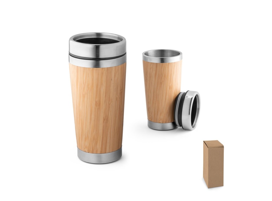 PIETRO. Bicchiere da viaggio in bambù e acciaio inox 500 mL FullGadgets.com