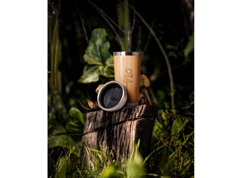 PIETRO. Bicchiere da viaggio in bambù e acciaio inox 500 mL FullGadgets.com