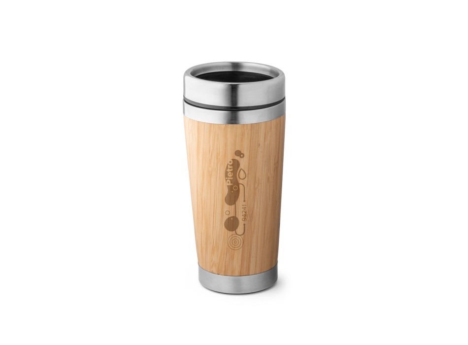 PIETRO. Bicchiere da viaggio in bambù e acciaio inox 500 mL FullGadgets.com
