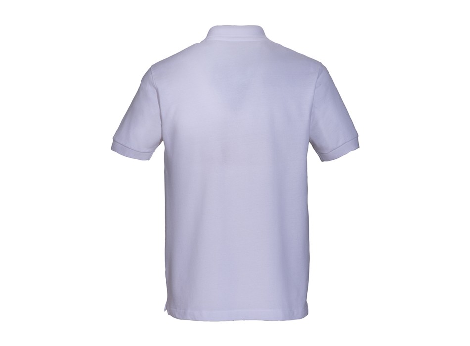 Polo unisex bianca in cotone e poliestere rigenerati da 200 g/m2 FullGadgets.com