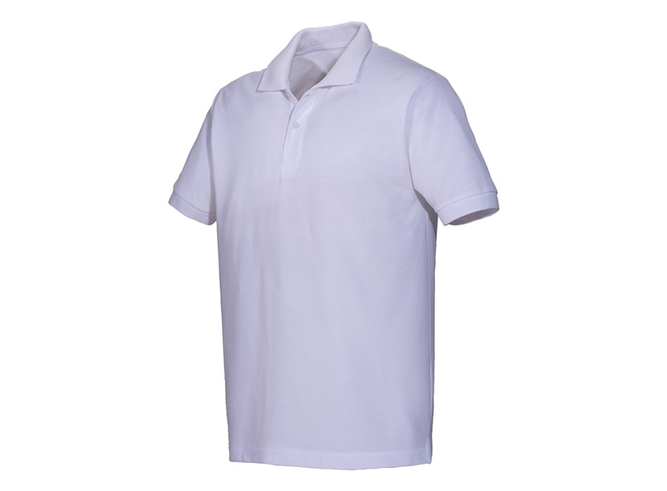 Polo unisex bianca in cotone e poliestere rigenerati da 200 g/m2 FullGadgets.com