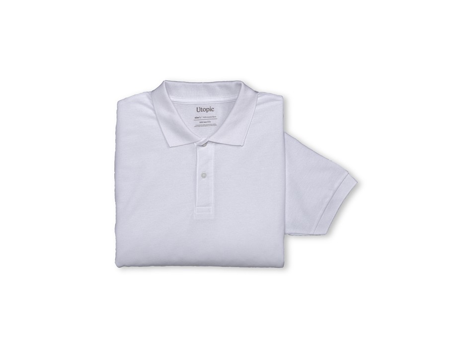 Polo unisex bianca in cotone e poliestere rigenerati da 200 g/m2 FullGadgets.com