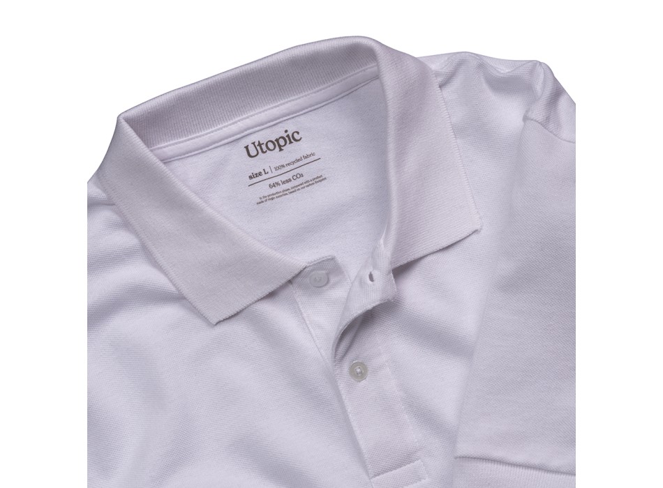 Polo unisex bianca in cotone e poliestere rigenerati da 200 g/m2 FullGadgets.com