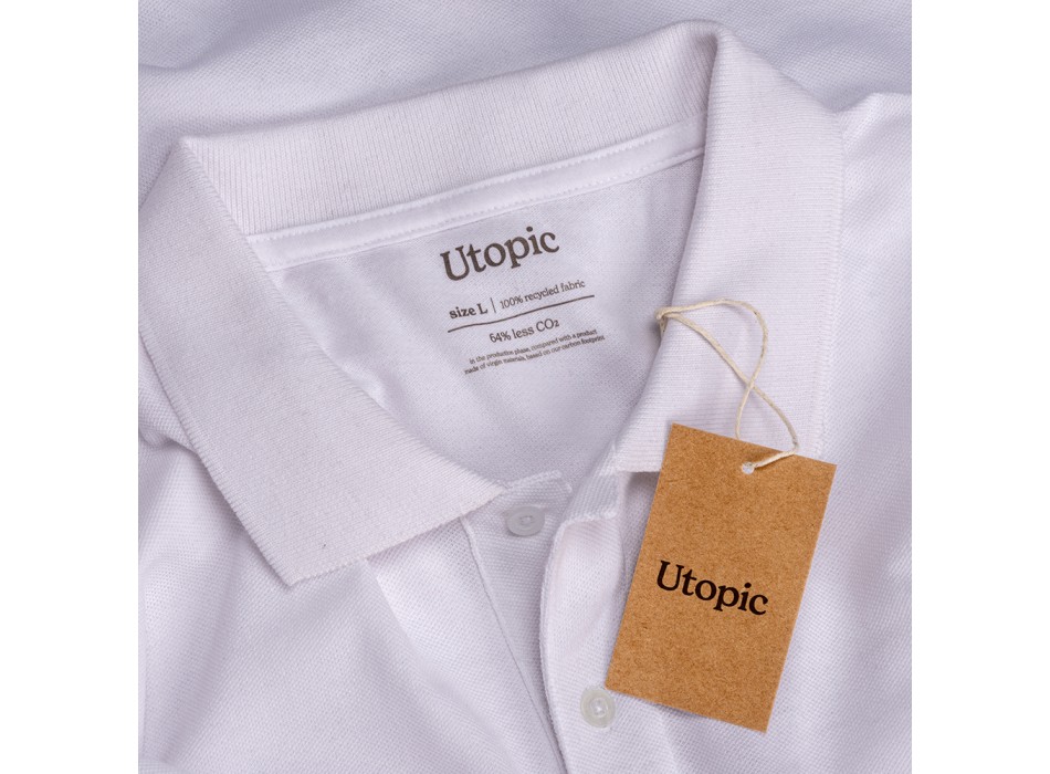 Polo unisex bianca in cotone e poliestere rigenerati da 200 g/m2 FullGadgets.com