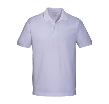 Polo unisex bianca in cotone e poliestere rigenerati da 200 g/m2 FullGadgets.com